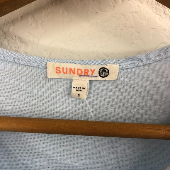 Sundry Amour Peplum Surf Baby Blue Printed Cotton Tank - Picture 6 of 9